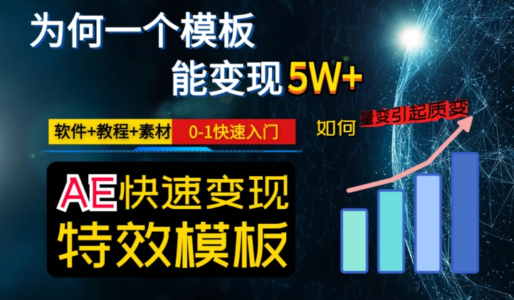 AE视频特效模板变现月入3-5W，0-1快速入门，软件+教程+素材-小伟资源网