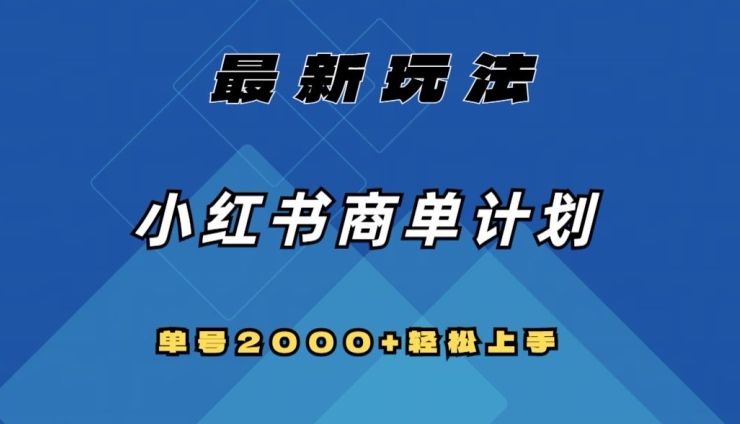 全网首发，小红书商单计划最新玩法，单号2000+可扩大可复制【揭秘】-小伟资源网