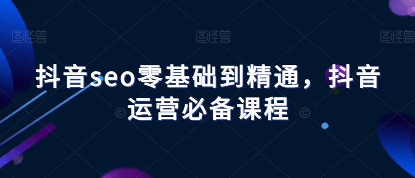 抖音seo零基础到精通，抖音运营必备课程-小伟资源网