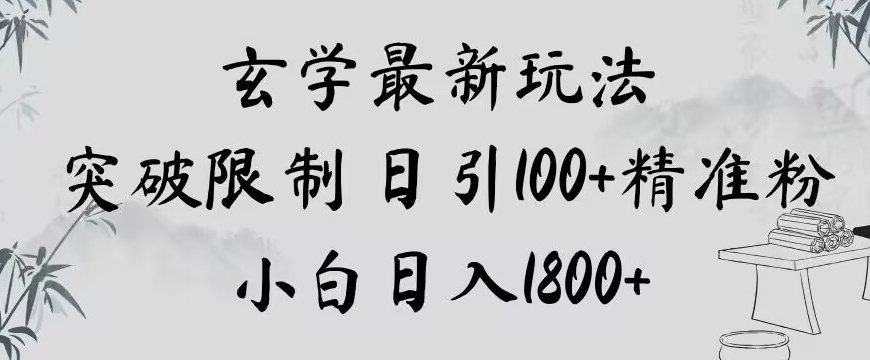 玄学新玩法，突破限制，日引100+精准粉，小白日入1800+【揭秘】-小伟资源网