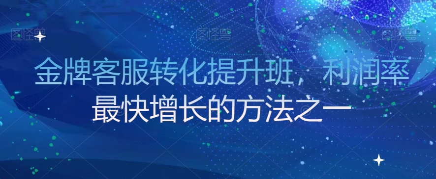 金牌客服转化提升班，利润率最快增长的方法之一-小伟资源网