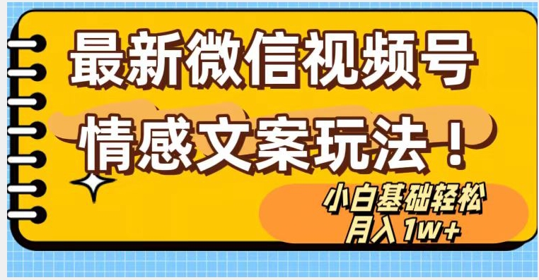 微信视频号情感文案最新玩法，小白轻松月入1万+无脑搬运【揭秘】-小伟资源网