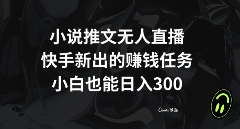 小说推文无人直播，快手新出的赚钱任务，小白也能日入300+【揭秘】-小伟资源网