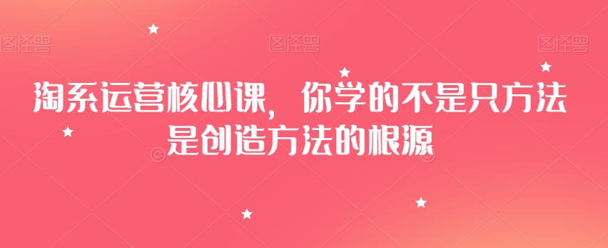 淘系运营核心课，你学的不是只方法是创造方法的根源-小伟资源网