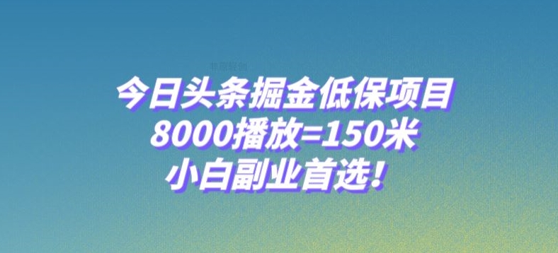 今日头条掘金低保项目，8000播放=150米，小白副业首选【揭秘】-小伟资源网