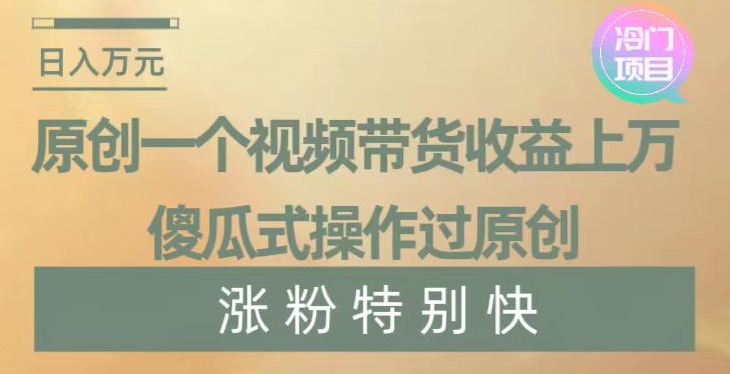 原创一个视频带货收益上万，傻瓜式操作过原创，几分钟做一个视频涨粉特别快【揭秘】-小伟资源网