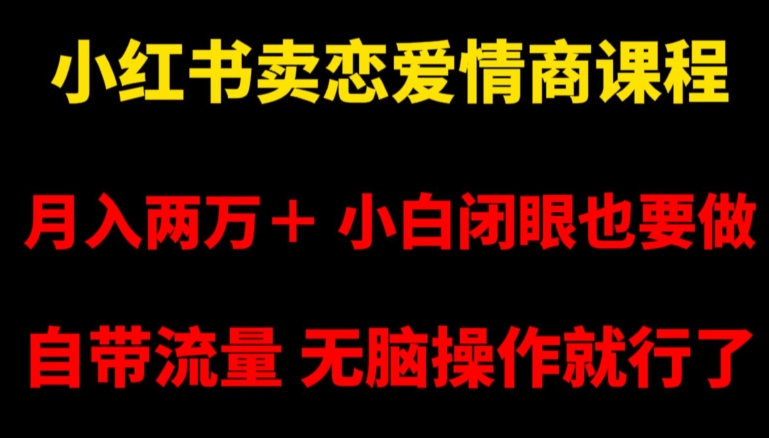 小红书卖恋爱情商课程，月入两万＋，小白闭眼也要做，自带流量，无脑操作就行了【揭秘】-小伟资源网