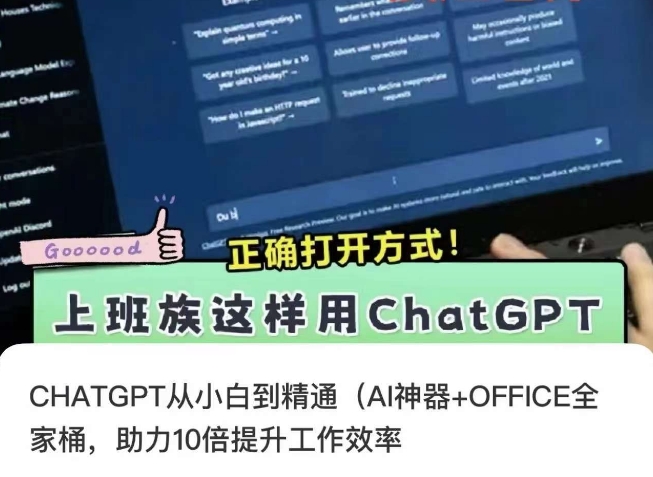 CHATGPT从小白到精通，AI神器+OFFICE全家桶，助力10倍提升工作效率-小伟资源网