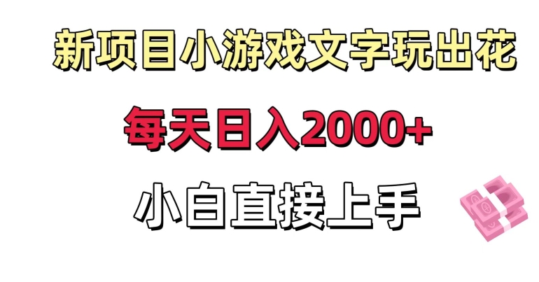 新项目小游戏文字玩出花日入2000+，每天只需一小时，小白直接上手【揭秘】-小伟资源网