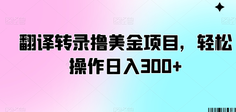 翻译转录撸美金项目，轻松操作日入300+【揭秘】-小伟资源网