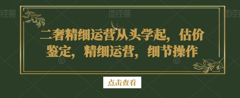 二奢精细运营从头学起，估价鉴定，精细运营，细节操作-小伟资源网