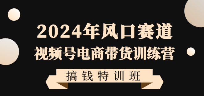 2024年风口赛道视频号电商带货训练营搞钱特训班，带领大家快速入局自媒体电商带货-小伟资源网