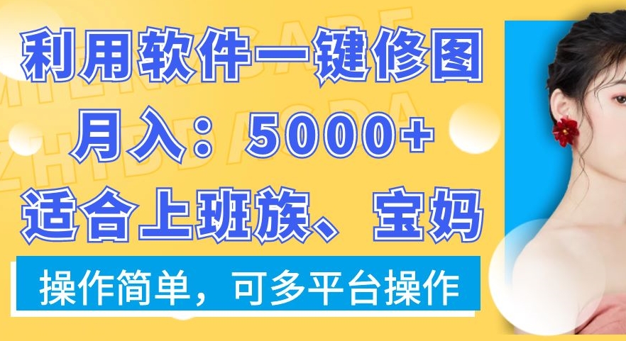 利用软件一键修图月入5000+，适合上班族、宝妈，操作简单，可多平台操作【揭秘】-小伟资源网