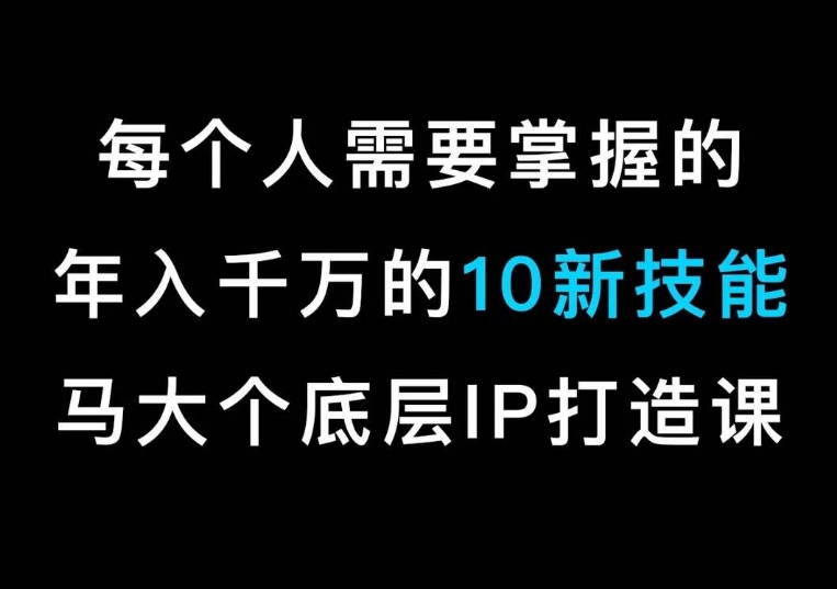 马大个的IP底层逻辑课，​每个人需要掌握的年入千万的10新技能，约会底层IP打造方法！-小伟资源网