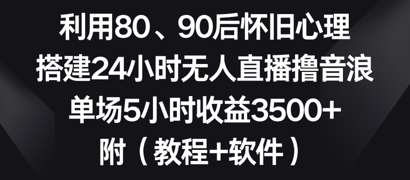 利用80、90后怀旧心理，搭建24小时无人直播撸音浪，单场5小时收益3500+（教程+软件）【揭秘】-小伟资源网