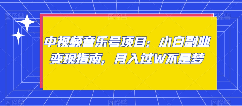 中视频音乐号项目：小白副业变现指南，月入过W不是梦【揭秘】-小伟资源网