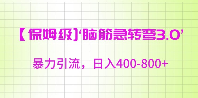 保姆级脑筋急转弯3.0，暴力引流，日入400-800+【揭秘】-小伟资源网