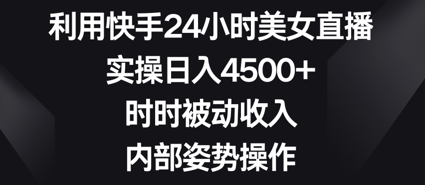 利用快手24小时美女直播，实操日入4500+，时时被动收入，内部姿势操作【揭秘】-小伟资源网