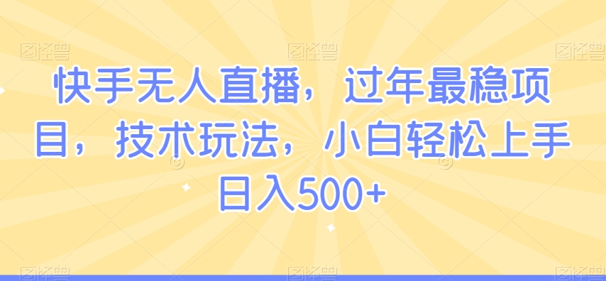 快手无人直播，过年最稳项目，技术玩法，小白轻松上手日入500+【揭秘】-小伟资源网