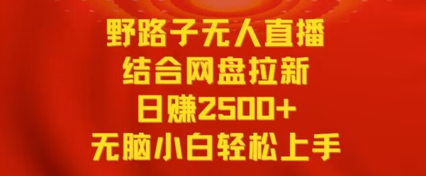 野路子无人直播结合网盘拉新，日赚2500+，小白无脑轻松上手【揭秘】-小伟资源网