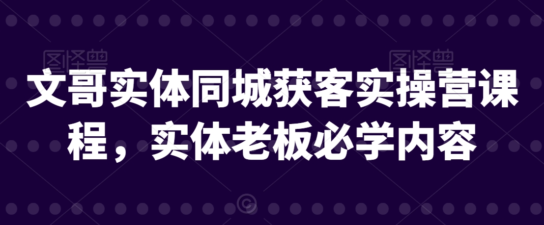 文哥实体同城获客实操营课程，实体老板必学内容-小伟资源网