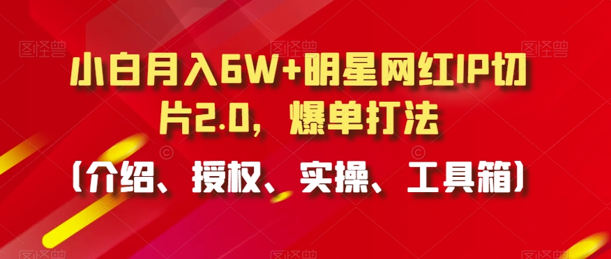 小白月入6W+明星网红IP切片2.0，爆单打法（介绍、授权、实操、工具箱）【揭秘】-小伟资源网