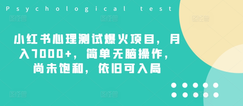 小红书心理测试爆火项目，月入7000+，简单无脑操作，尚未饱和，依旧可入局-小伟资源网