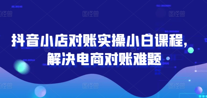 抖音小店对账实操小白课程，解决电商对账难题-小伟资源网