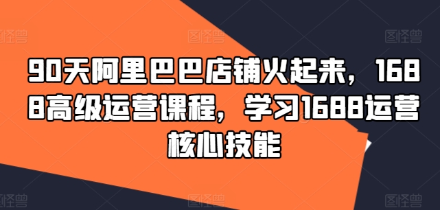 90天阿里巴巴店铺火起来，1688高级运营课程，学习1688运营核心技能-小伟资源网