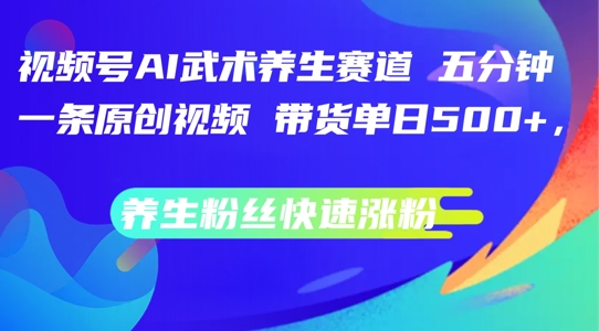 视频号AI武术养生赛道，五分钟一条原创视频，带货单日几张，养生粉丝快速涨粉【揭秘】-小伟资源网