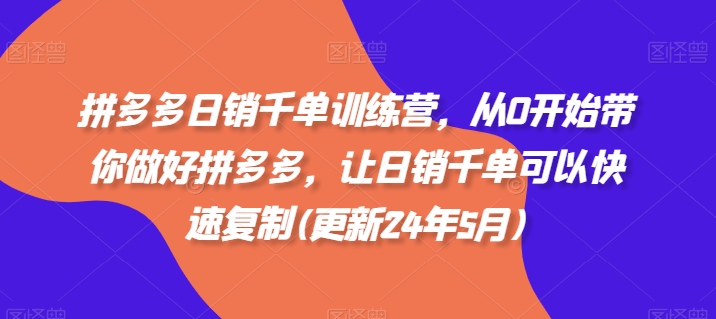 拼多多日销千单训练营，从0开始带你做好拼多多，让日销千单可以快速复制(更新24年8月)-小伟资源网