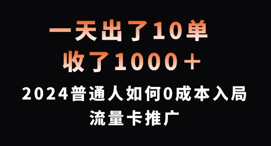 一天出了10单，收了1000+，2024普通人如何0成本入局流量卡推广【揭秘】-小伟资源网