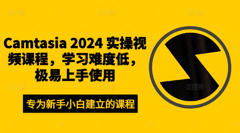 Camtasia 2024 实操视频课程，学习难度低，极易上手使用-小伟资源网