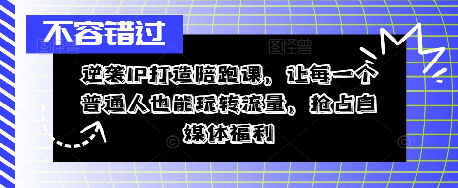 逆袭IP打造陪跑课，让每一个普通人也能玩转流量，抢占自媒体福利-小伟资源网