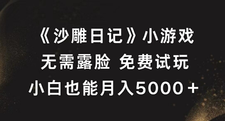 《沙雕日记》小游戏，无需露脸免费试玩，小白也能月入5000+【揭秘】-小伟资源网