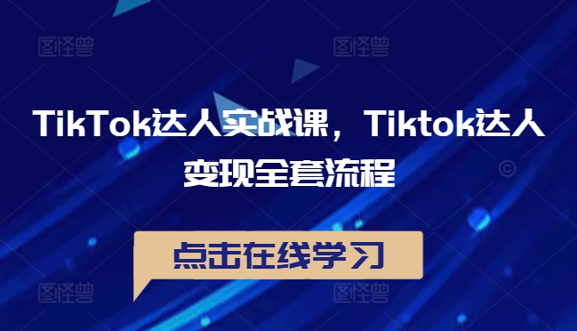 TikTok达人实战课，Tiktok达人变现全套流程-小伟资源网