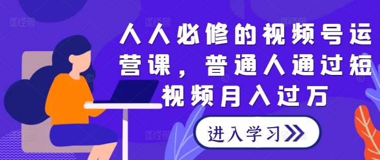 人人必修的视频号运营课，普通人通过短视频月入过万-小伟资源网