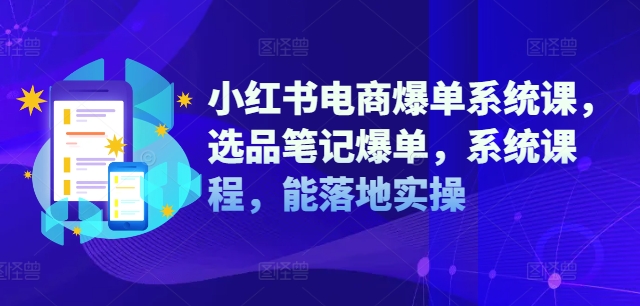 小红书电商爆单系统课，选品笔记爆单，系统课程，能落地实操-小伟资源网