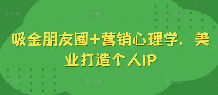 吸金朋友圈+营销心理学，美业打造个人IP-小伟资源网