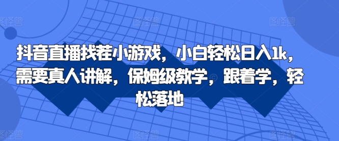 抖音直播找茬小游戏，小白轻松日入1k，需要真人讲解，保姆级教学，跟着学，轻松落地【揭秘】-小伟资源网