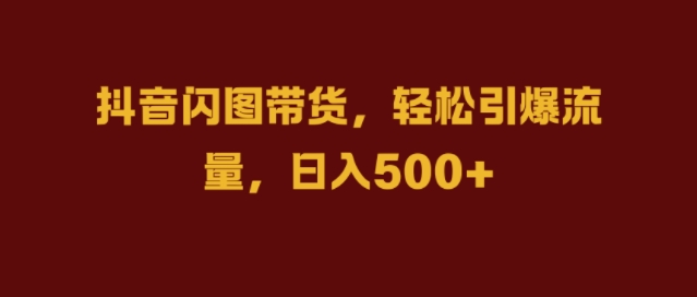 抖音闪图带货，轻松引爆流量，日入几张【揭秘】-小伟资源网