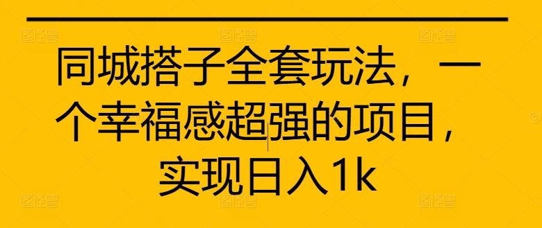 同城搭子全套玩法，一个幸福感超强的项目，实现日入1k【揭秘】-小伟资源网