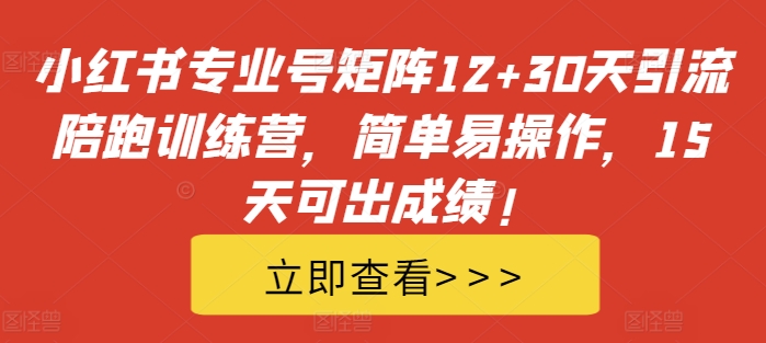 小红书专业号矩阵12+30天引流陪跑训练营，简单易操作，15天可出成绩!-小伟资源网