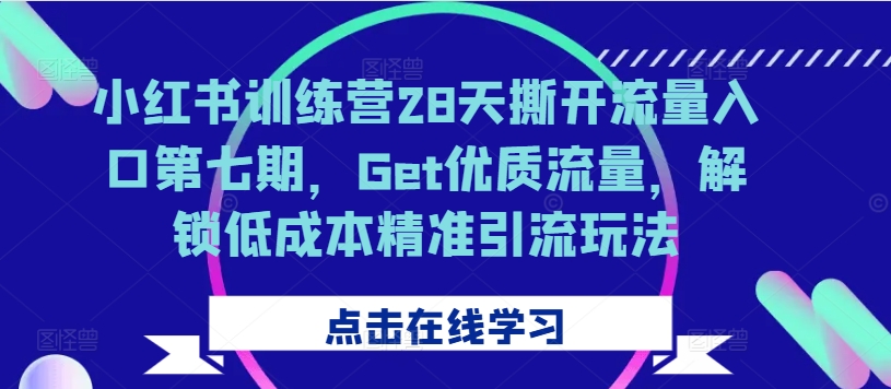 小红书训练营28天撕开流量入口第七期，Get优质流量，解锁低成本精准引流玩法-小伟资源网