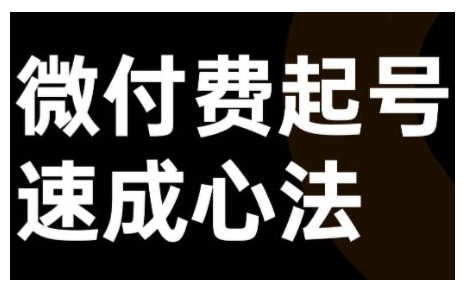 微付费起号速成课，视频号直播+抖音直播，微付费起号速成心法-小伟资源网