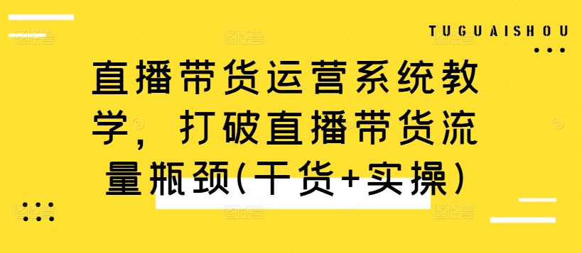 直播带货运营系统教学，打破直播带货流量瓶颈(干货+实操)-小伟资源网