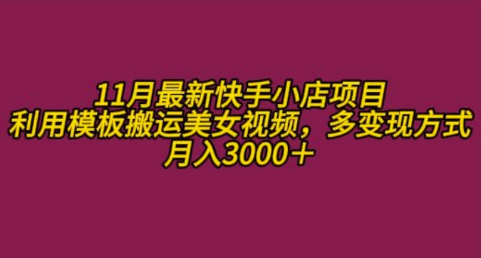 11月K总部落快手小店情趣男粉项目，利用模板搬运美女视频，多变现方式月入3000+-小伟资源网