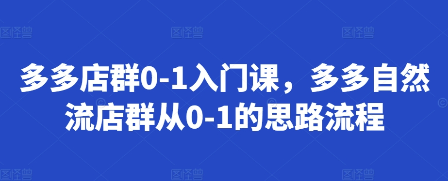 多多店群0-1入门课，多多自然流店群从0-1的思路流程-小伟资源网