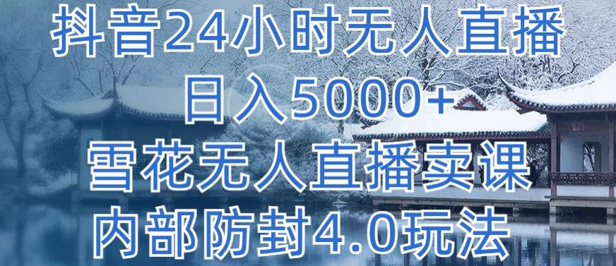 抖音24小时无人直播 日入5000+，雪花无人直播卖课，内部防封4.0玩法【揭秘】-小伟资源网