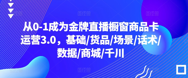 从0-1成为金牌直播橱窗商品卡运营3.0，基础/货品/场景/话术/数据/商城/千川-小伟资源网